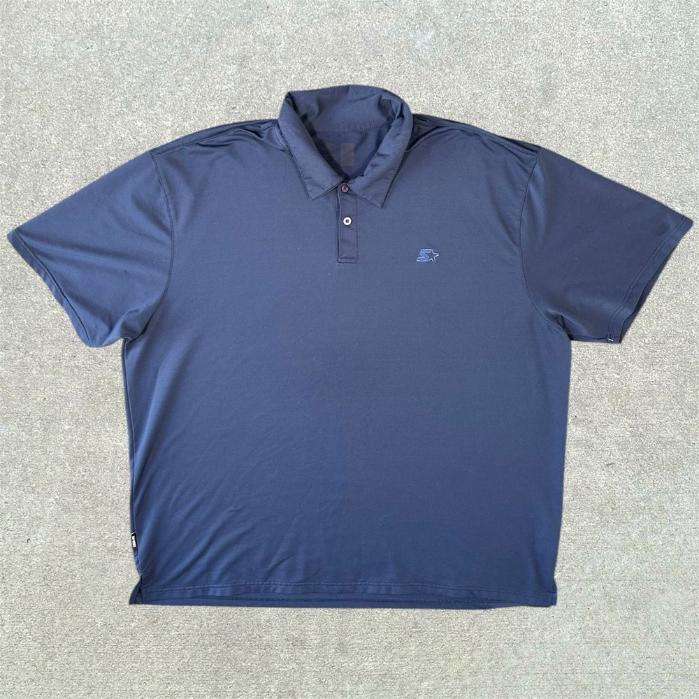 Starter Brand Polo Shirt Blue Size 2XL Logo Short Sleeve Collared